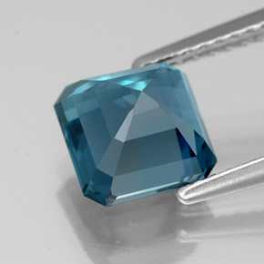 Topacio azul natural de 2,57 ct, corte esmeralda, VVS-VS