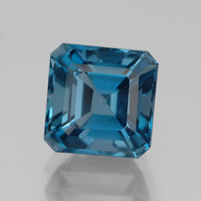 Topacio azul natural de 2,62 ct, corte esmeralda, VVS