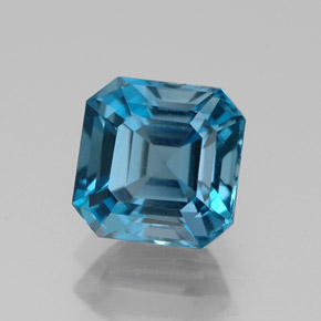 Topacio azul natural de 2,09 ct, corte esmeralda, VVS-VS