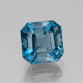 Topacio azul natural de 2,09 ct, corte esmeralda, VVS-VS