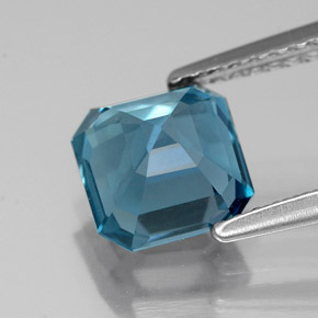 Topacio azul natural de 2,09 ct, corte esmeralda, VVS-VS