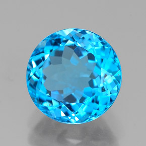 Topacio azul natural de 2,64 ct, corte redondo, VVS