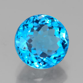 Topacio azul natural de 2,64 ct, corte redondo, VVS