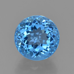 Topacio azul natural de 2,78 ct, corte redondo, VS