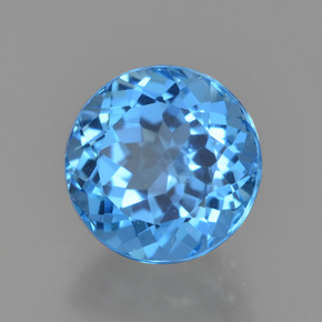 Topacio azul natural de 2,78 ct, corte redondo, VS