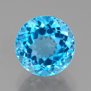 Topacio azul natural de 2,90 ct, corte redondo, VVS