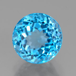 Topacio azul natural de 2,90 ct, corte redondo, VVS