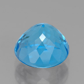 Topacio azul natural de 2,90 ct, corte redondo, VVS