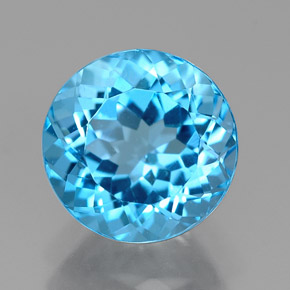 Topacio azul natural de 2,63 ct, corte redondo, VVS