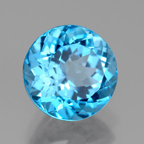 Topacio azul natural de 2,63 ct, corte redondo, VVS