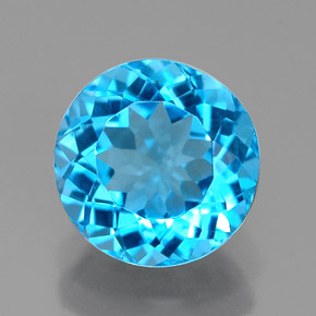 Topacio azul natural de 2,31 ct, corte redondo, VVS-VS