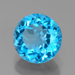 Topacio azul natural de 2,31 ct, corte redondo, VVS-VS
