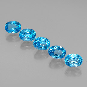 Gemas de topacio azul natural de  ct, corte óvalo, VVS-VS