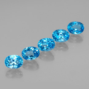 Gemas de topacio azul natural de  ct, corte óvalo, VVS-VS