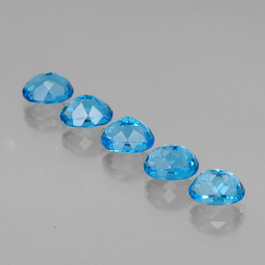 Gemas de topacio azul natural de  ct, corte óvalo, VVS-VS