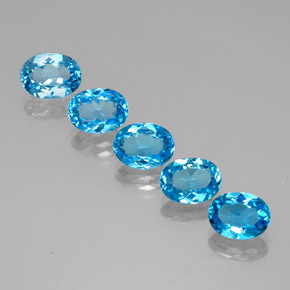 Gemas de topacio azul natural de  ct, corte óvalo, VVS
