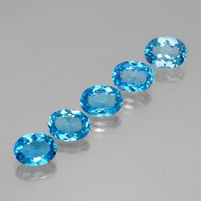 Gemas de topacio azul natural de  ct, corte óvalo, VVS
