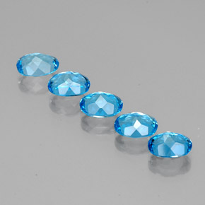 Gemas de topacio azul natural de  ct, corte óvalo, VVS
