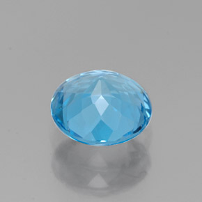 Topacio azul natural de 1,86 ct, corte redondo, VVS