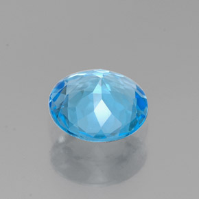 Topacio azul natural de 1,49 ct, corte redondo, VVS