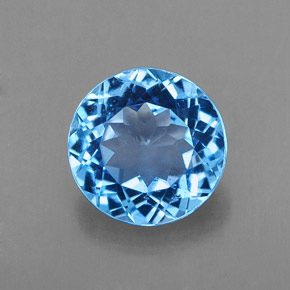 Topacio azul natural de 2,14 ct, corte redondo, VS-SI