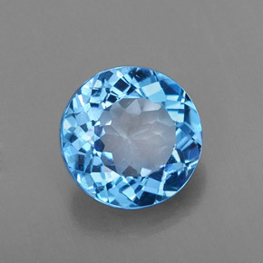 Topacio azul natural de 2,14 ct, corte redondo, VS-SI