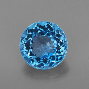 Topacio azul natural de 2,47 ct, corte redondo, VS