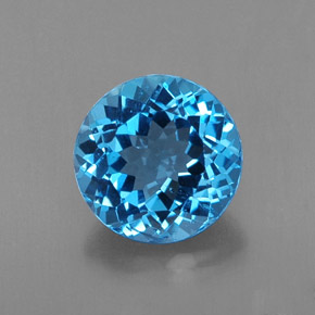 Topacio azul natural de 2,33 ct, corte redondo, VS