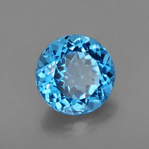 Topacio azul natural de 2,33 ct, corte redondo, VS