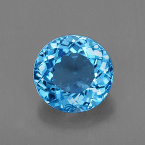 Topacio azul natural de 2,42 ct, corte redondo, VVS