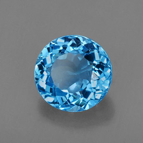 Topacio azul natural de 2,42 ct, corte redondo, VVS