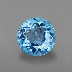 Topacio azul natural de 2,21 ct, corte redondo, VVS