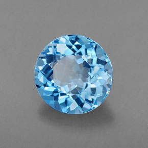 Topacio azul natural de 2,21 ct, corte redondo, VVS