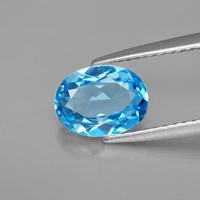 Topacio azul natural de 1,48 ct, corte óvalo, VVS-VS
