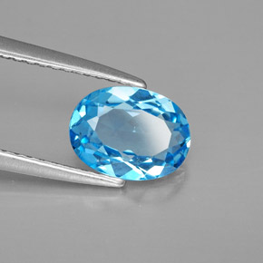 Topacio azul natural de 1,48 ct, corte óvalo, VVS-VS