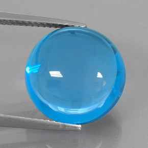 Topacio azul natural de 17,02 ct, corte redondo, transparente