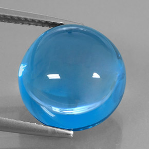 Topacio azul natural de 15,53 ct, corte redondo, transparente