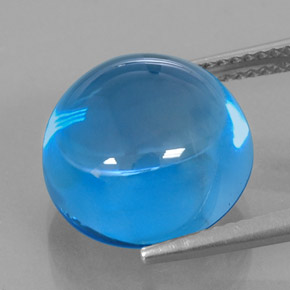 Topacio azul natural de 15,53 ct, corte redondo, transparente
