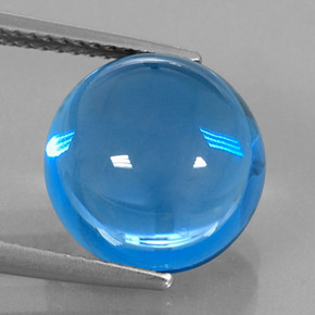 Topacio azul natural de 11,09 ct, corte redondo, transparente