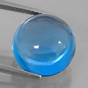 Topacio azul natural de 15,31 ct, corte redondo, transparente