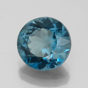 Topacio azul natural de 3,11 ct, corte redondo, VVS