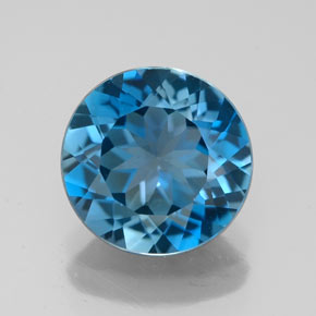 Topacio azul natural de 2,75 ct, corte redondo, VVS