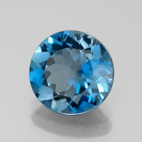Topacio azul natural de 2,75 ct, corte redondo, VVS