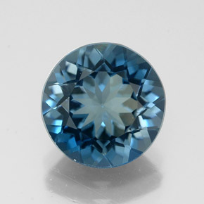 Topacio azul natural de 3,08 ct, corte redondo, VVS