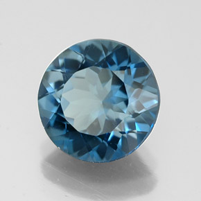 Topacio azul natural de 3,08 ct, corte redondo, VVS