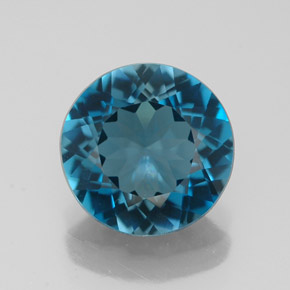Topacio azul natural de 2,79 ct, corte redondo, VVS
