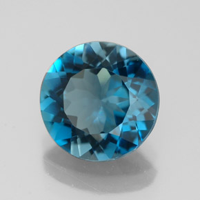 Topacio azul natural de 2,79 ct, corte redondo, VVS