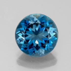 Topacio azul natural de 2,87 ct, corte redondo, VVS