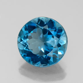 Topacio azul natural de 2,87 ct, corte redondo, VVS