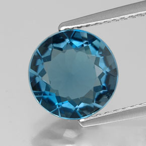 Topacio azul natural de 2,59 ct, corte redondo, VVS